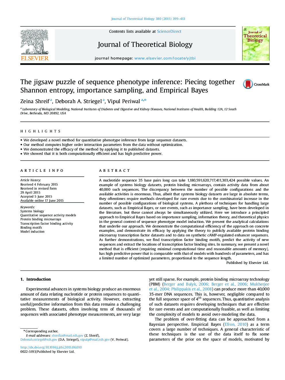 The jigsaw puzzle of sequence phenotype inference: Piecing together Shannon entropy, importance sampling, and Empirical Bayes