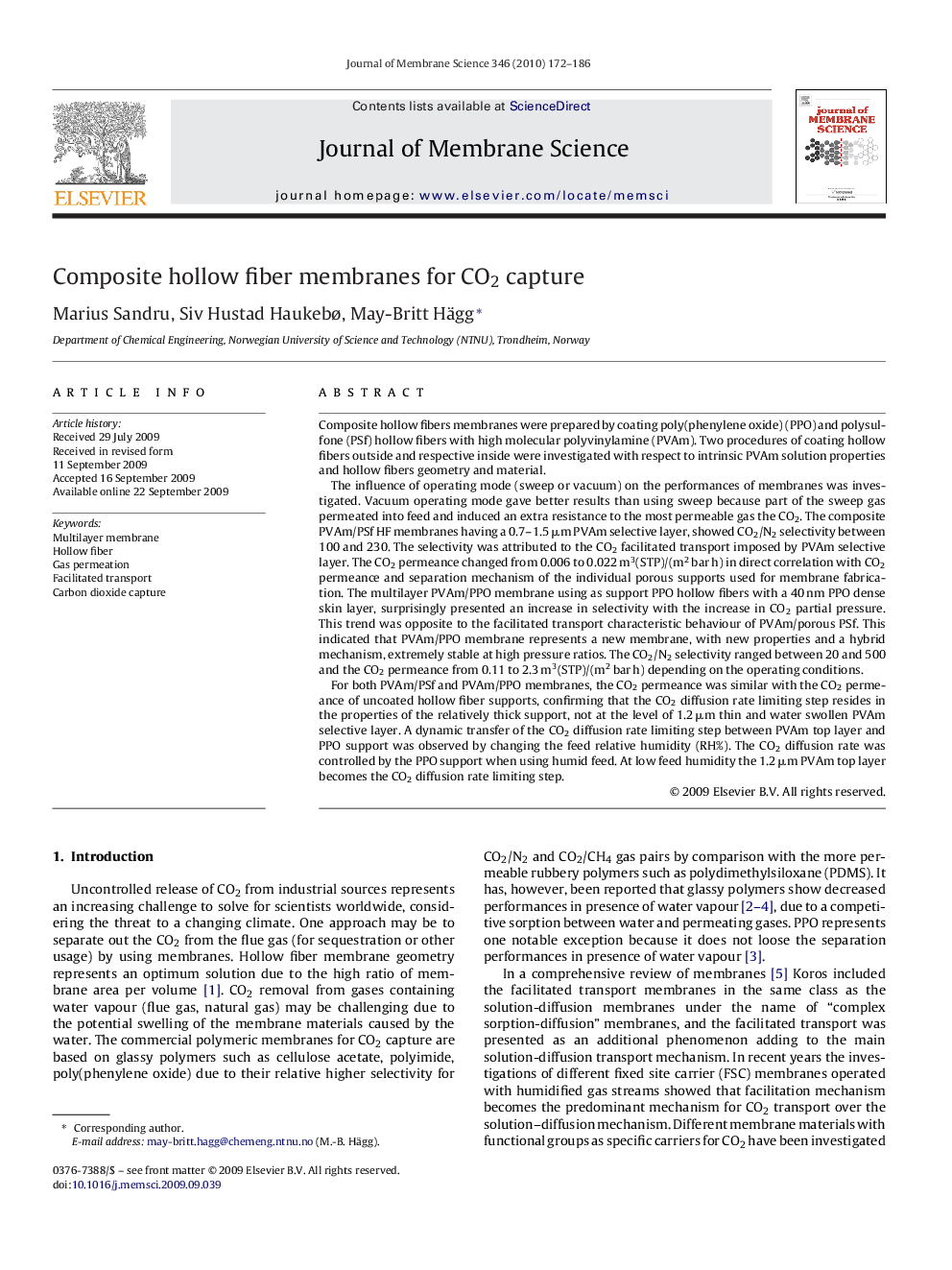 Composite hollow fiber membranes for CO2 capture