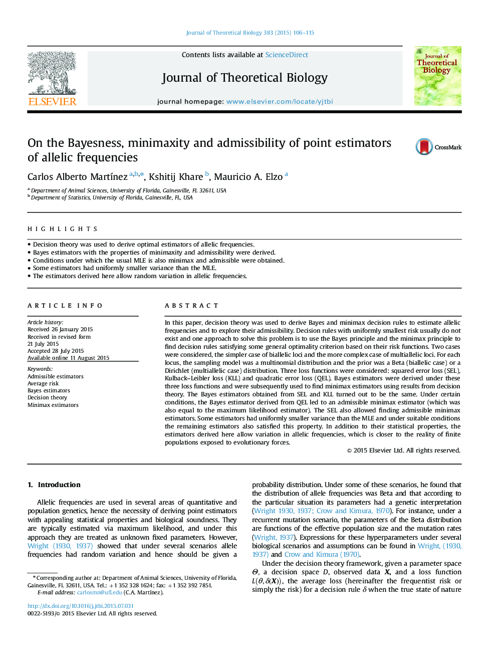 On the Bayesness, minimaxity and admissibility of point estimators of allelic frequencies