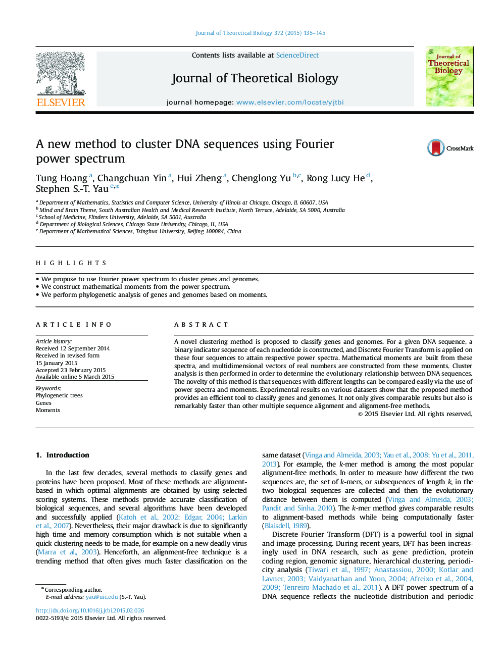 A new method to cluster DNA sequences using Fourier power spectrum