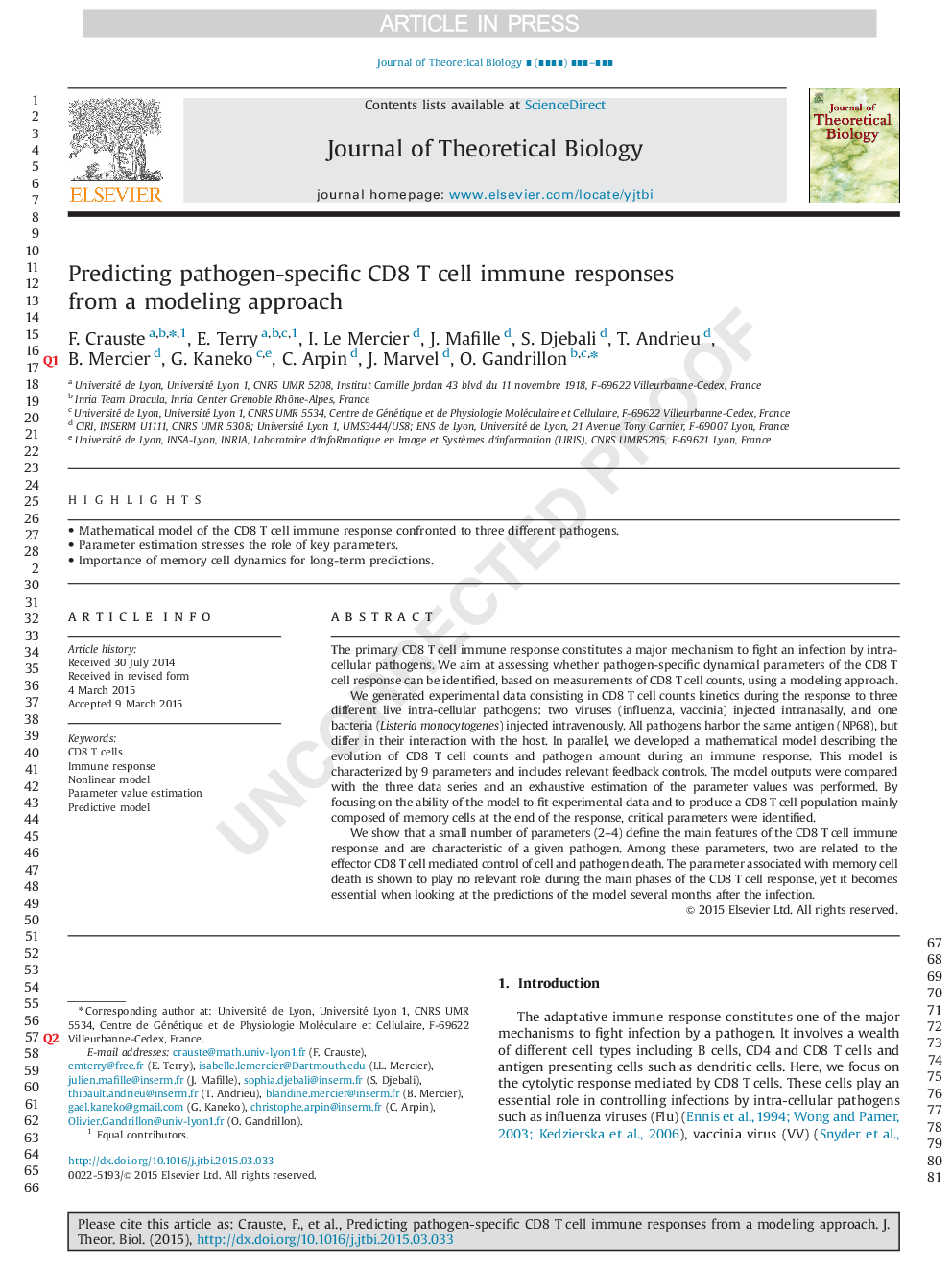 Predicting pathogen-specific CD8 T cell immune responses from a modeling approach