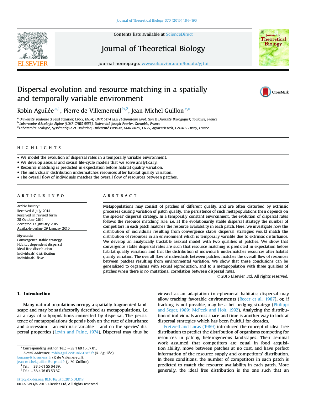 Dispersal evolution and resource matching in a spatially and temporally variable environment