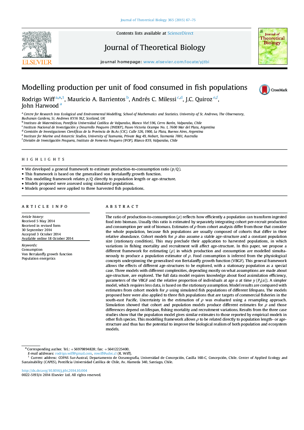 Modelling production per unit of food consumed in fish populations