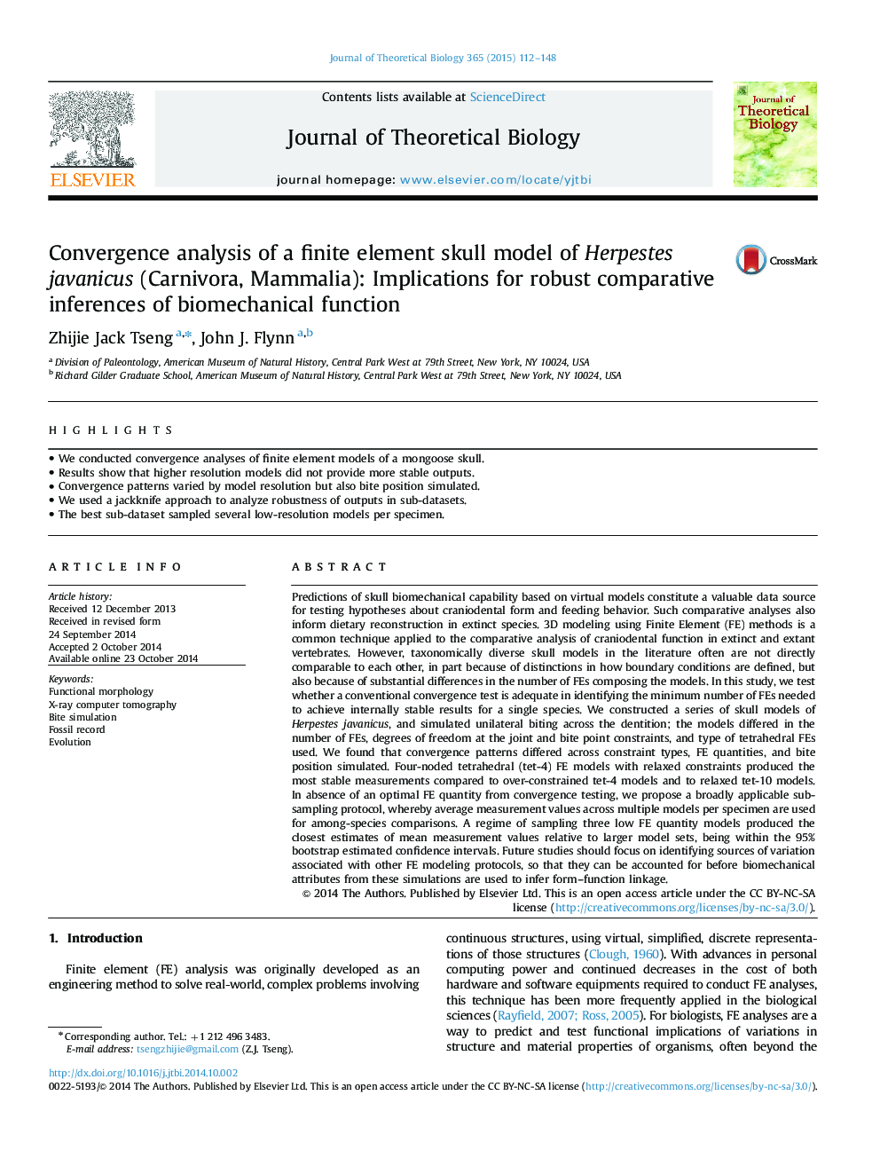 Convergence analysis of a finite element skull model of Herpestes javanicus (Carnivora, Mammalia): Implications for robust comparative inferences of biomechanical function