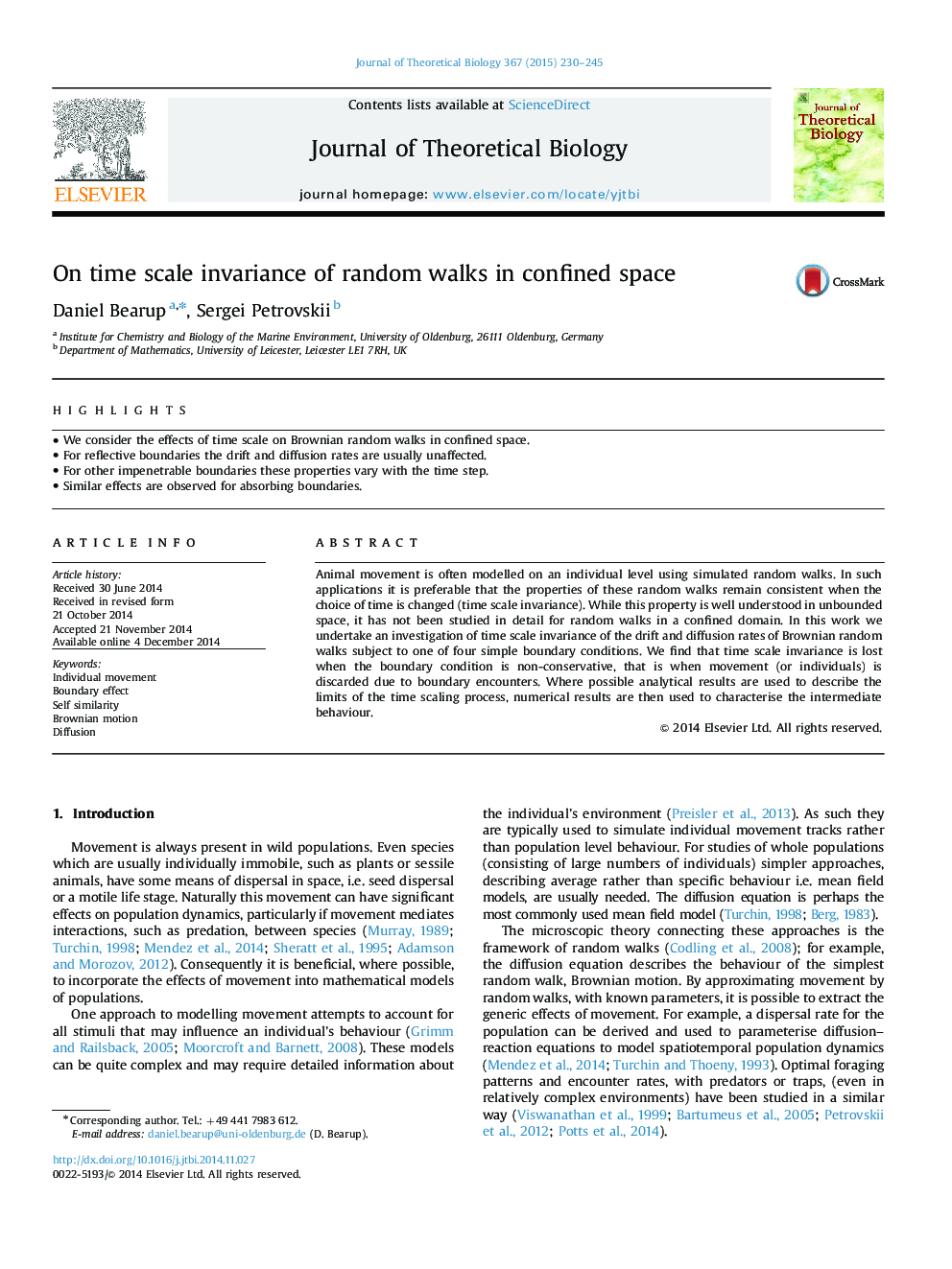 On time scale invariance of random walks in confined space