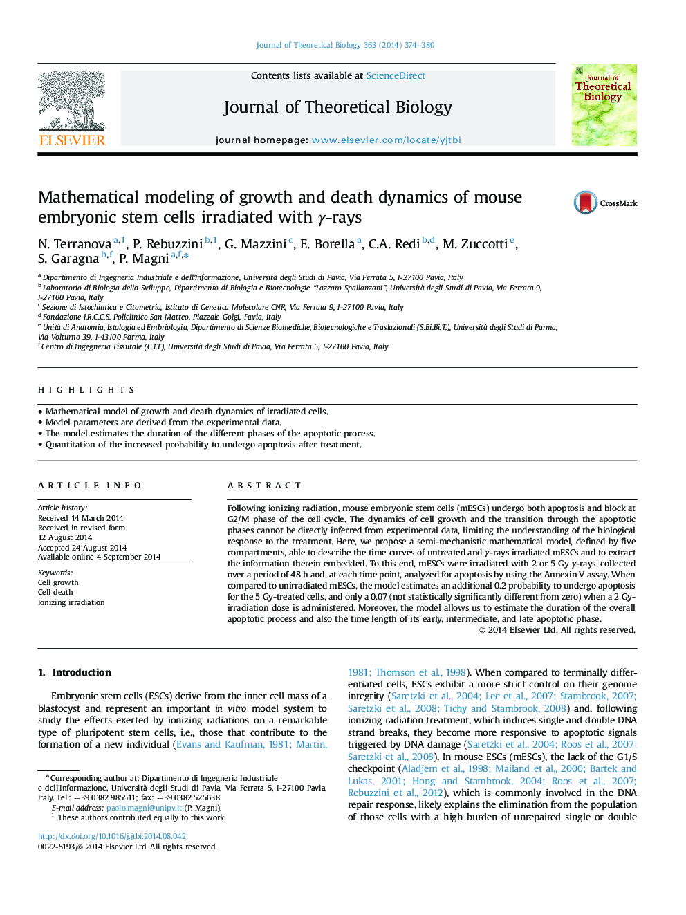 Mathematical modeling of growth and death dynamics of mouse embryonic stem cells irradiated with Î³-rays