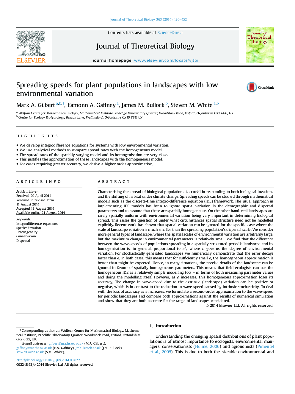 Spreading speeds for plant populations in landscapes with low environmental variation