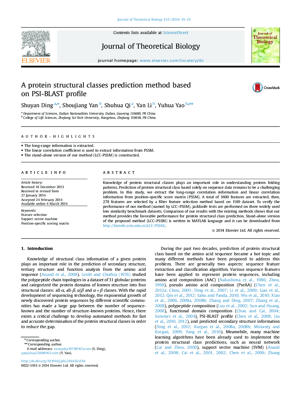 A protein structural classes prediction method based on PSI-BLAST profile