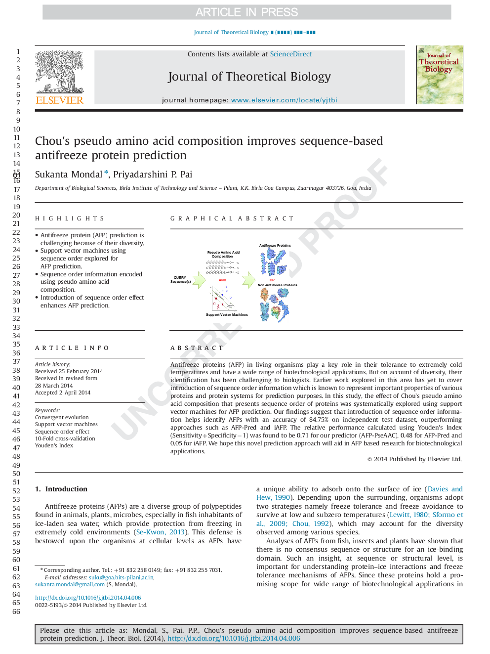 Chou×³s pseudo amino acid composition improves sequence-based antifreeze protein prediction