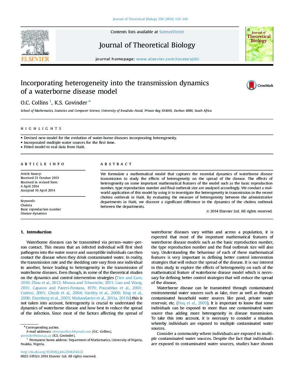 Incorporating heterogeneity into the transmission dynamics of a waterborne disease model