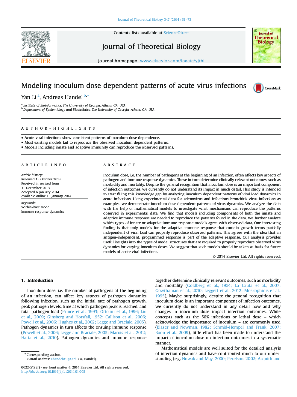 Modeling inoculum dose dependent patterns of acute virus infections