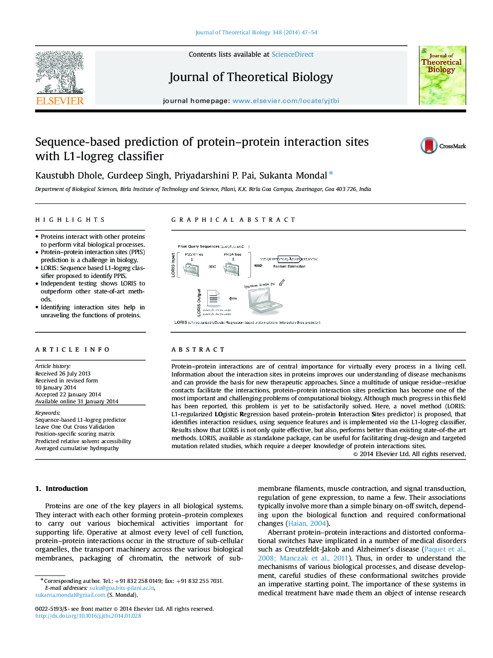 Sequence-based prediction of protein-protein interaction sites with L1-logreg classifier