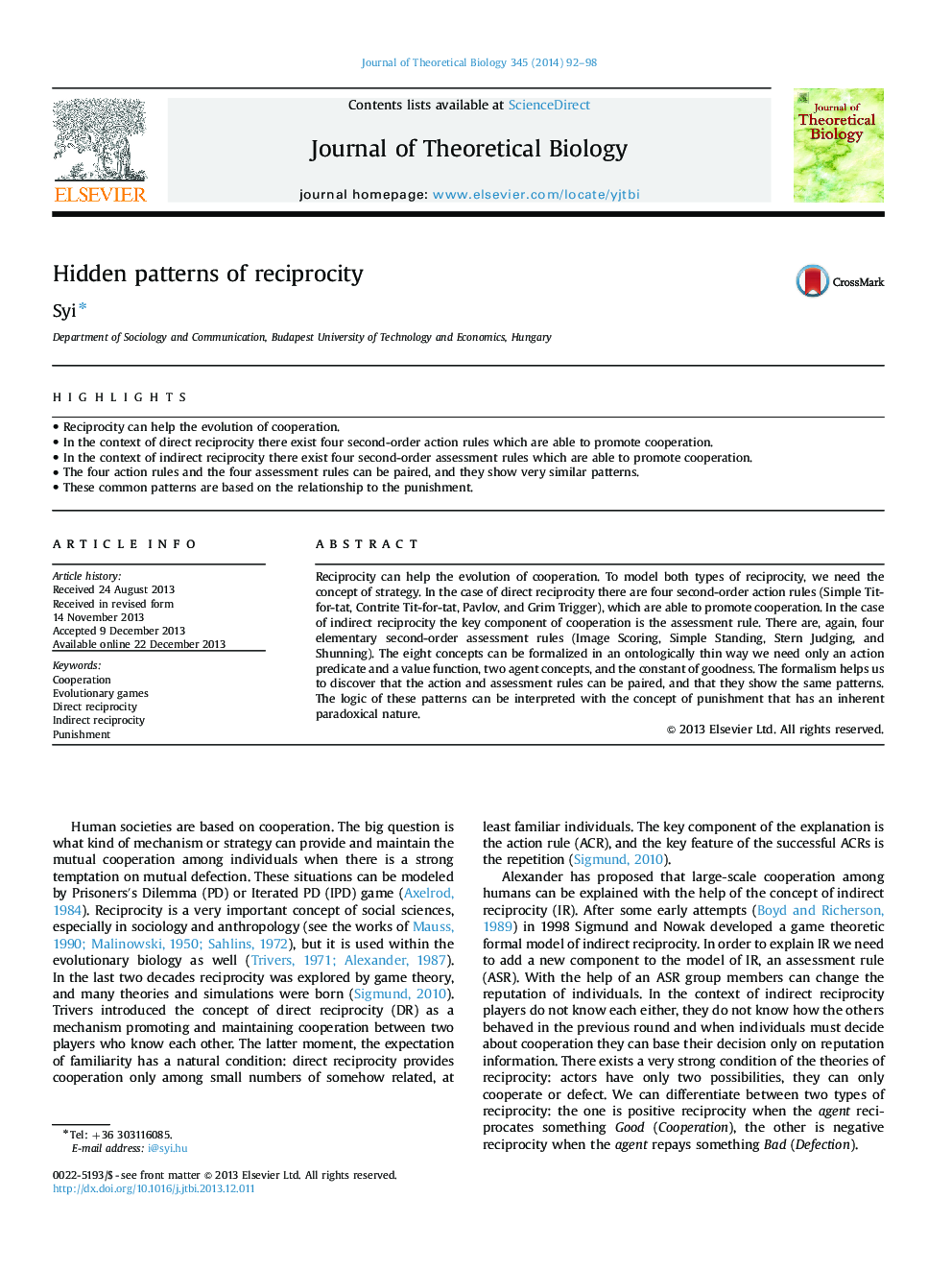 Hidden patterns of reciprocity