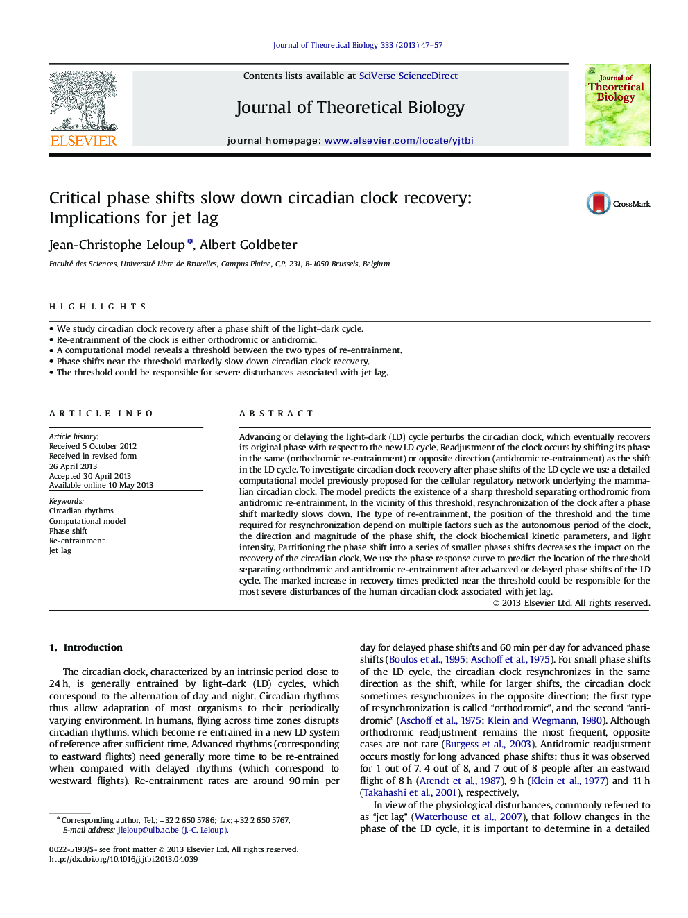 Critical phase shifts slow down circadian clock recovery: Implications for jet lag