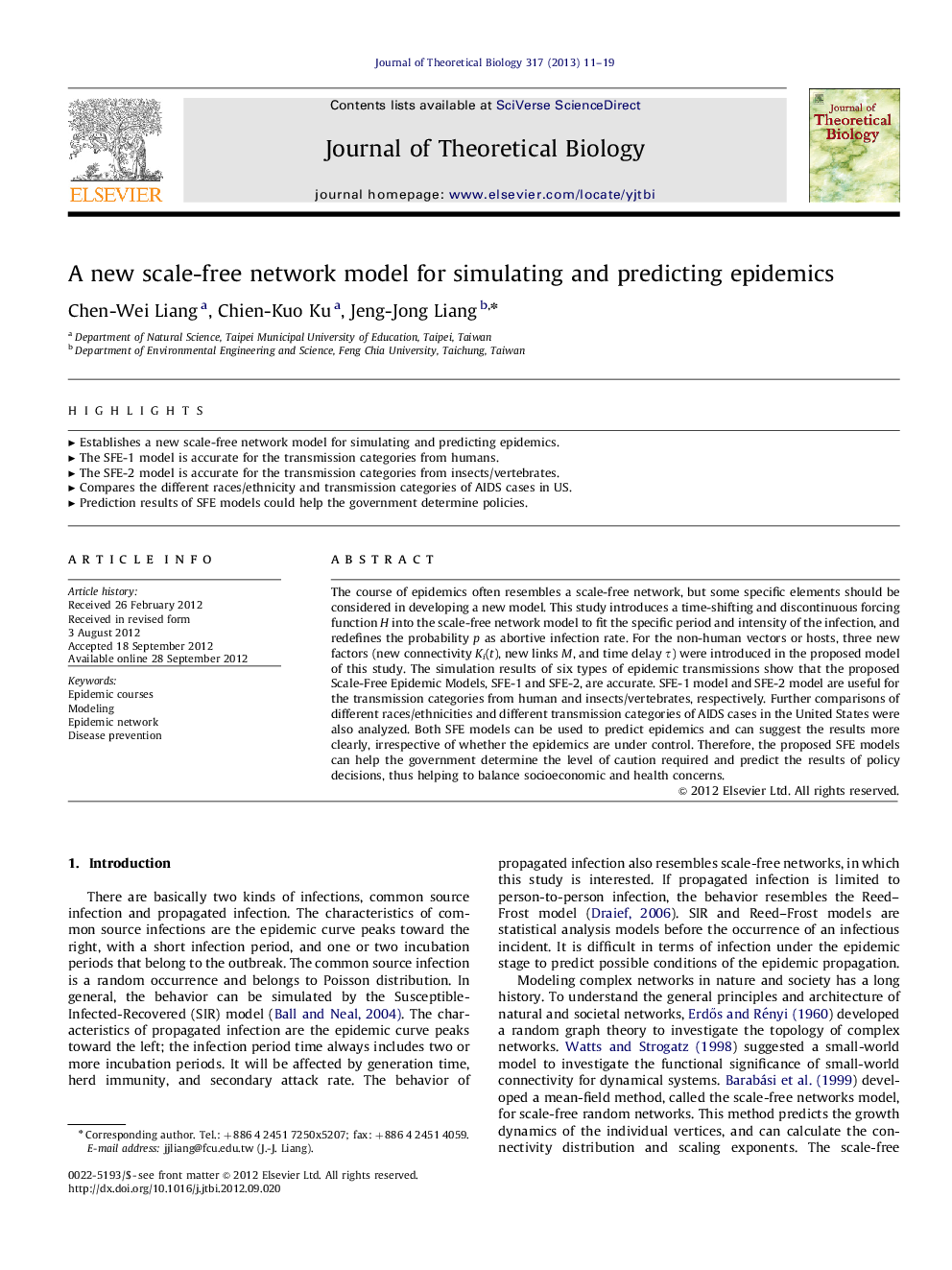 A new scale-free network model for simulating and predicting epidemics