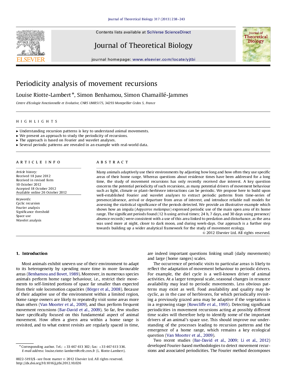 Periodicity analysis of movement recursions