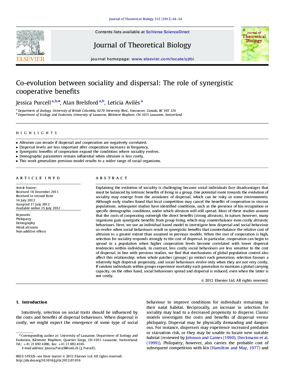 Co-evolution between sociality and dispersal: The role of synergistic cooperative benefits