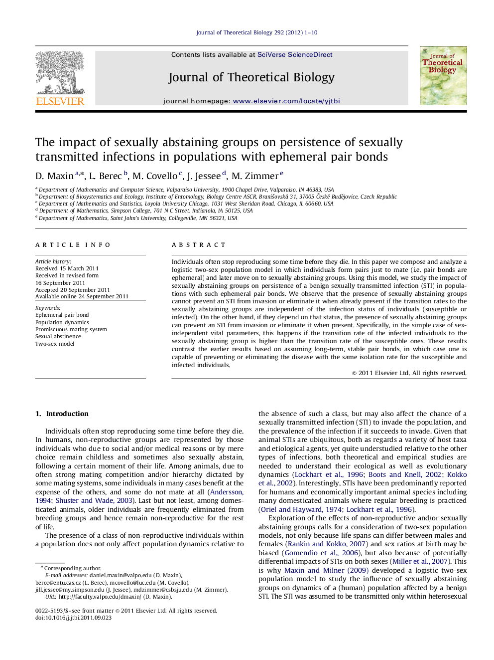 The impact of sexually abstaining groups on persistence of sexually transmitted infections in populations with ephemeral pair bonds