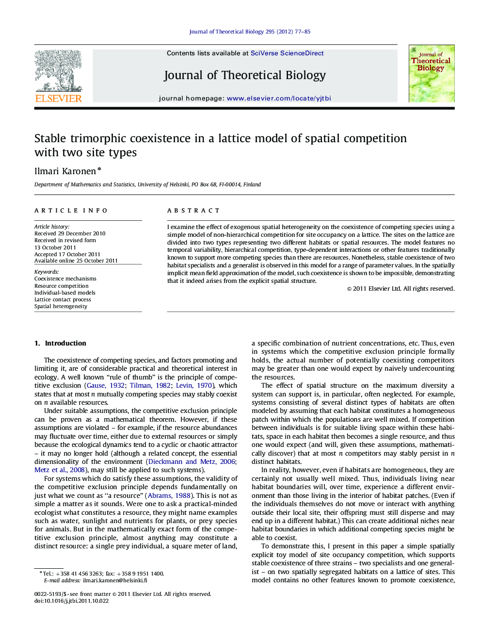 Stable trimorphic coexistence in a lattice model of spatial competition with two site types