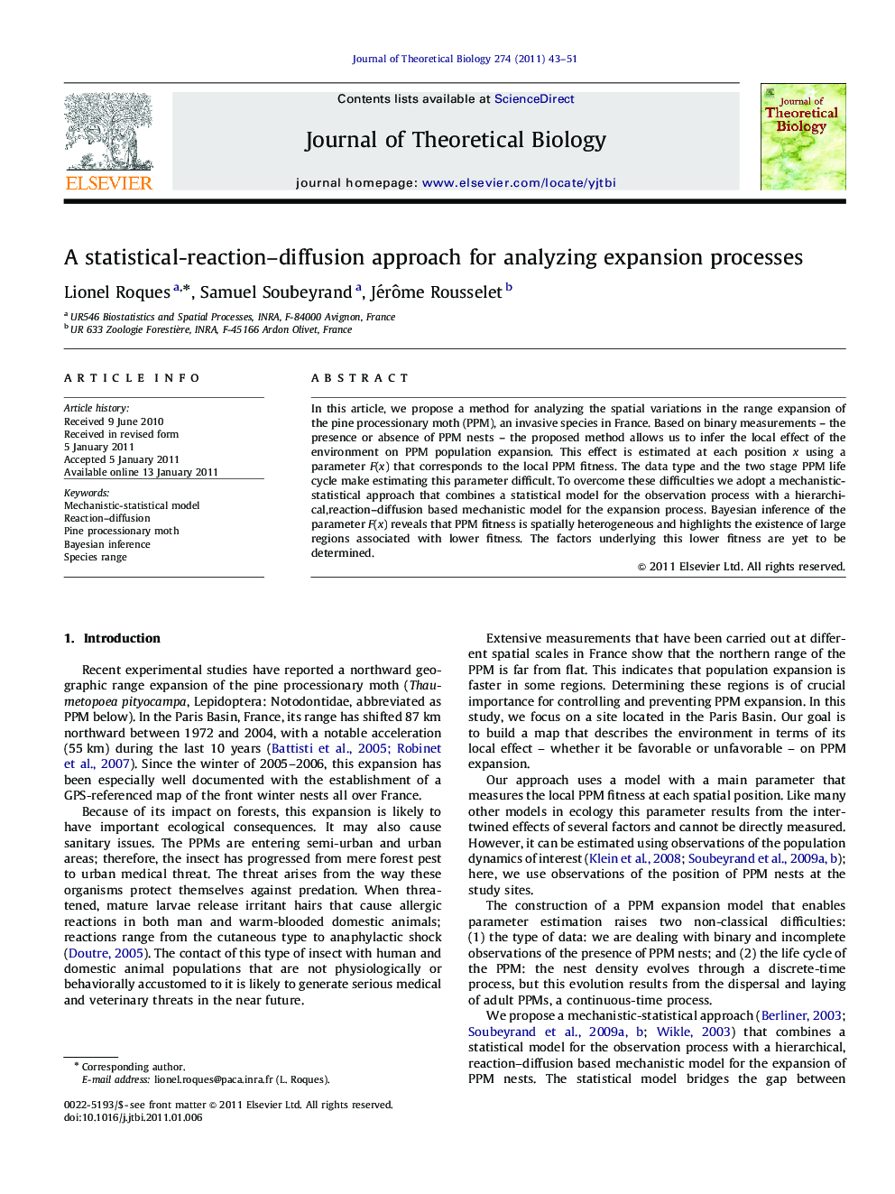 A statistical-reaction-diffusion approach for analyzing expansion processes