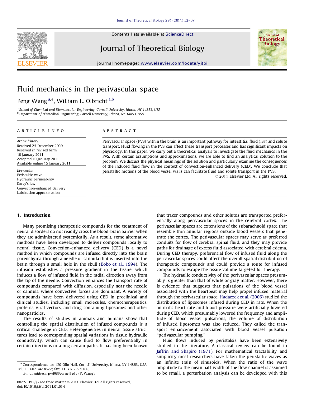 Fluid mechanics in the perivascular space