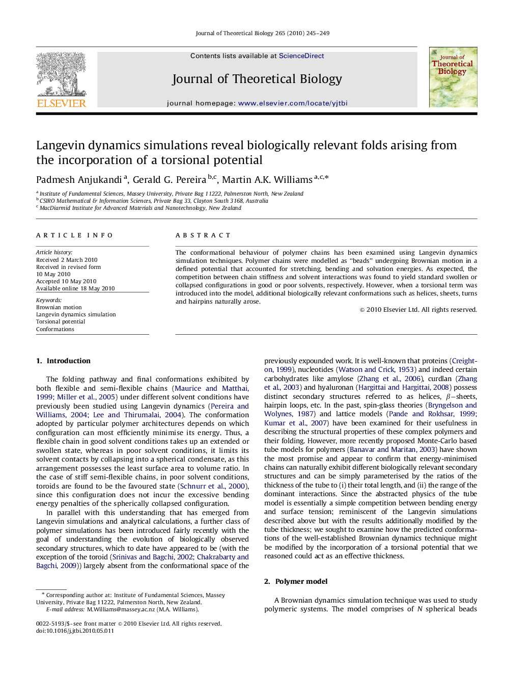 Langevin dynamics simulations reveal biologically relevant folds arising from the incorporation of a torsional potential