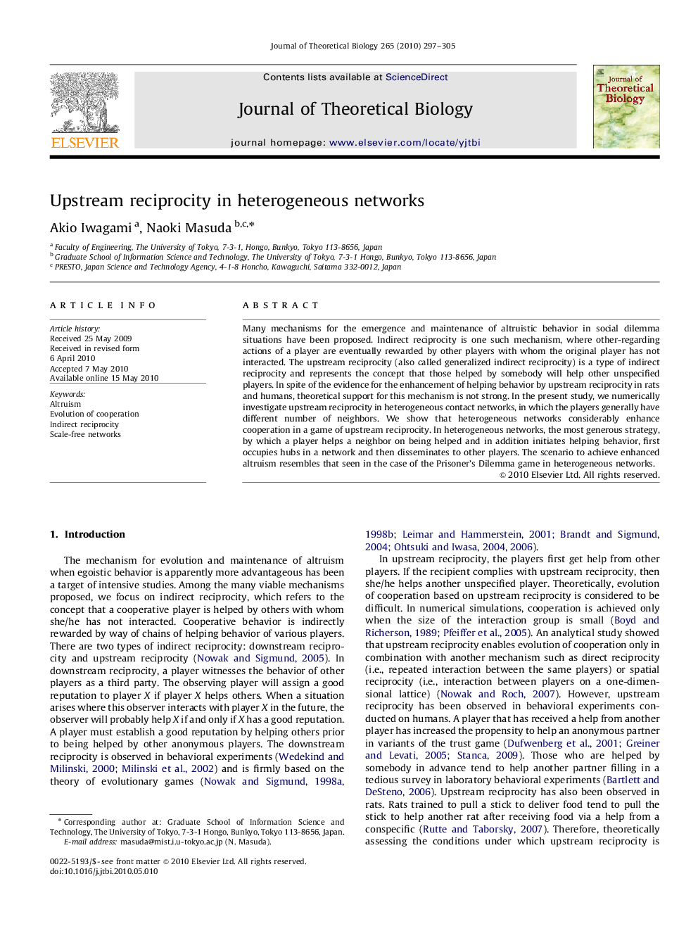 Upstream reciprocity in heterogeneous networks