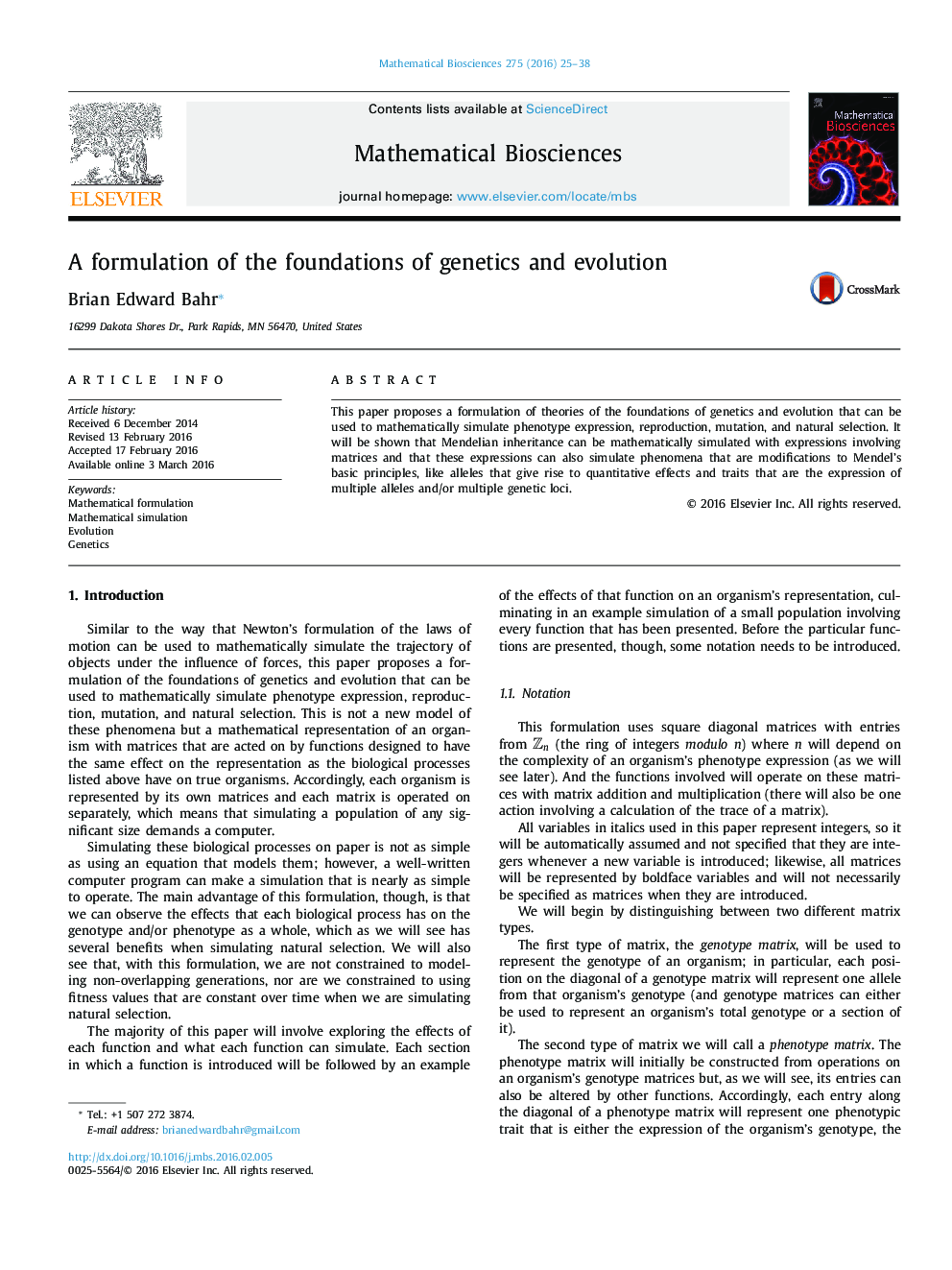 A formulation of the foundations of genetics and evolution
