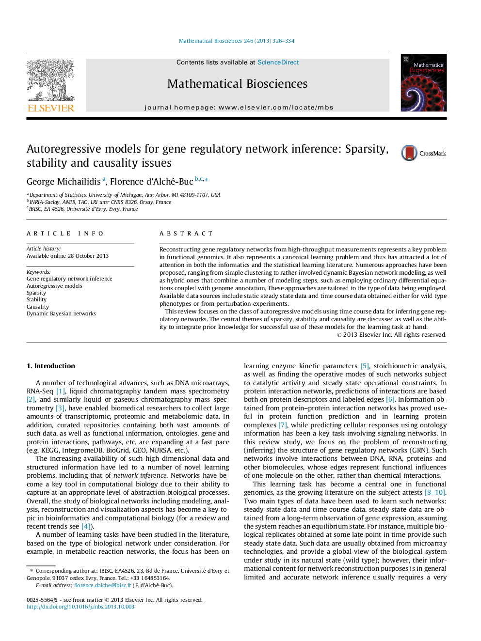 Autoregressive models for gene regulatory network inference: Sparsity, stability and causality issues