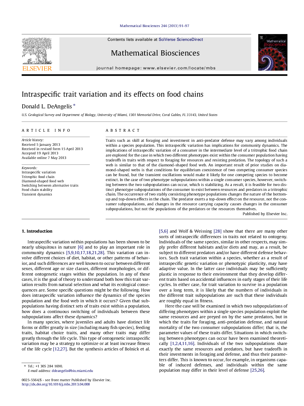 Intraspecific trait variation and its effects on food chains