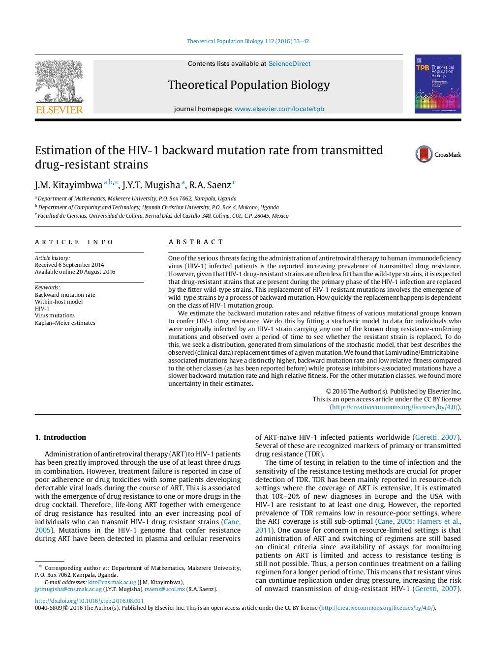 Estimation of the HIV-1 backward mutation rate from transmitted drug-resistant strains