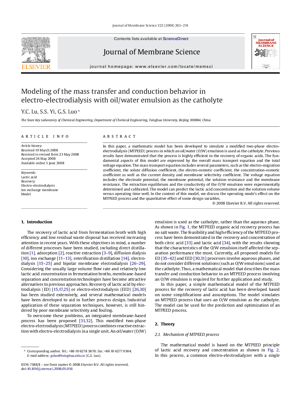 Modeling of the mass transfer and conduction behavior in electro-electrodialysis with oil/water emulsion as the catholyte