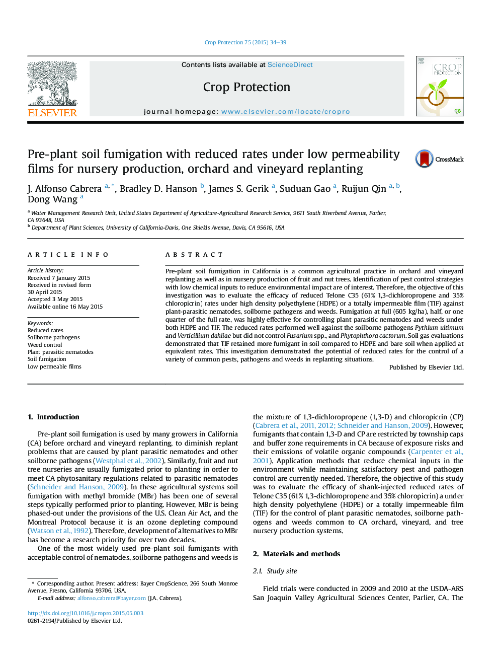 Pre-plant soil fumigation with reduced rates under low permeability films for nursery production, orchard and vineyard replanting