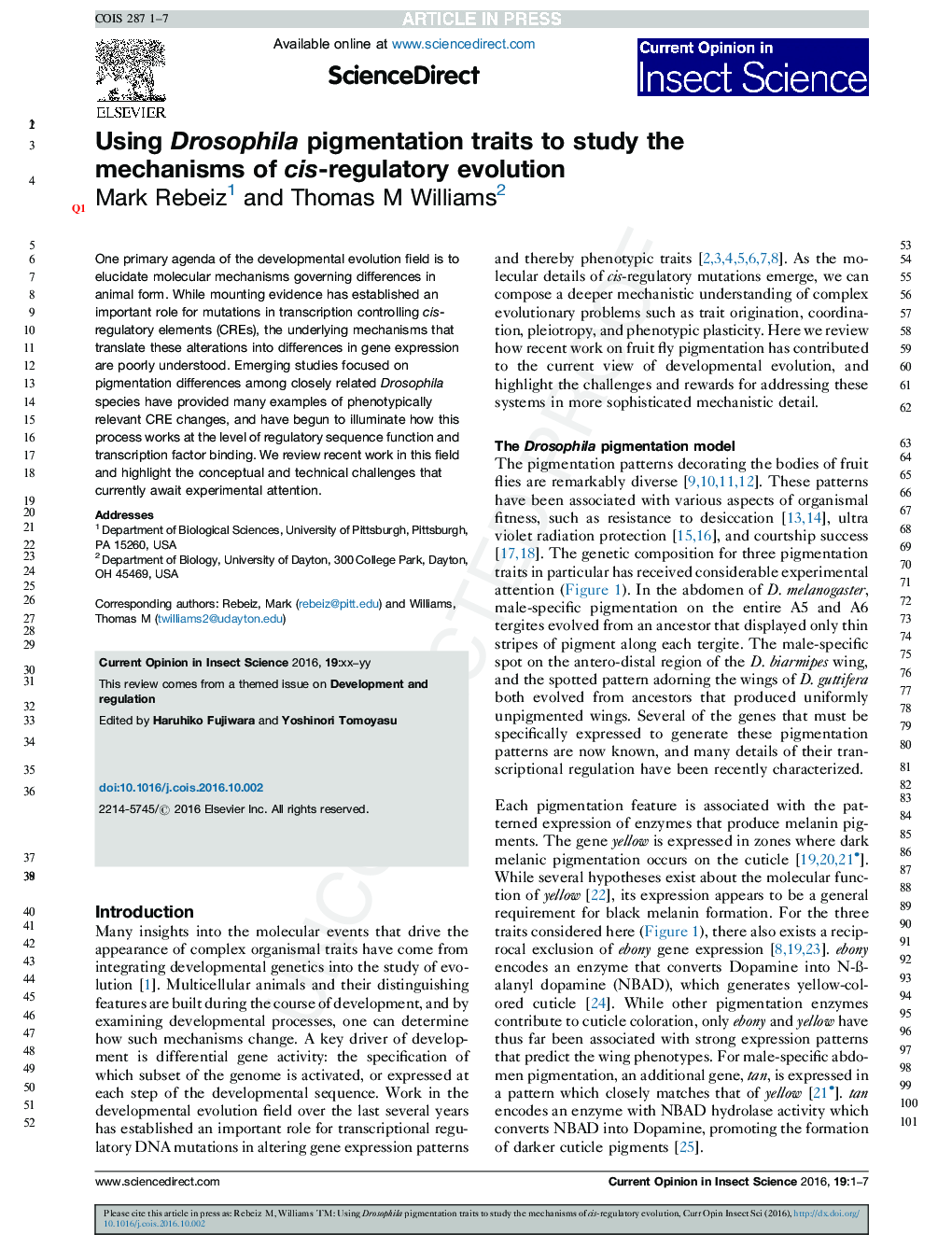 Using Drosophila pigmentation traits to study the mechanisms of cis-regulatory evolution