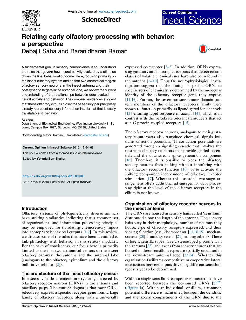 Relating early olfactory processing with behavior: a perspective