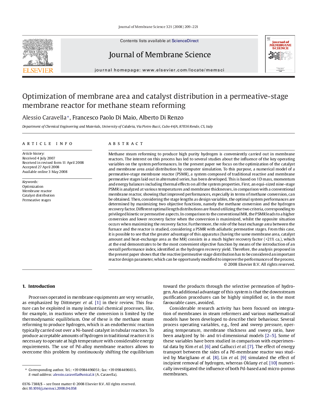 Optimization of membrane area and catalyst distribution in a permeative-stage membrane reactor for methane steam reforming