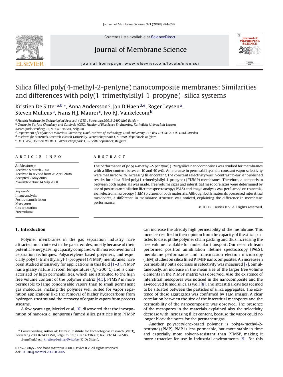 Silica filled poly(4-methyl-2-pentyne) nanocomposite membranes: Similarities and differences with poly(1-trimethylsilyl-1-propyne)-silica systems