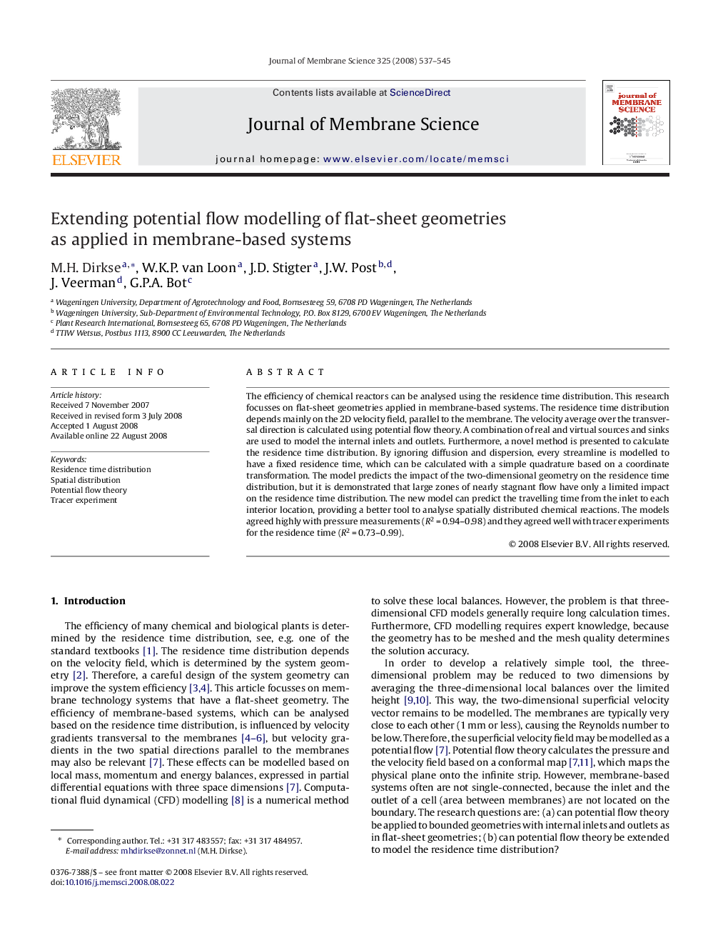 Extending potential flow modelling of flat-sheet geometries as applied in membrane-based systems