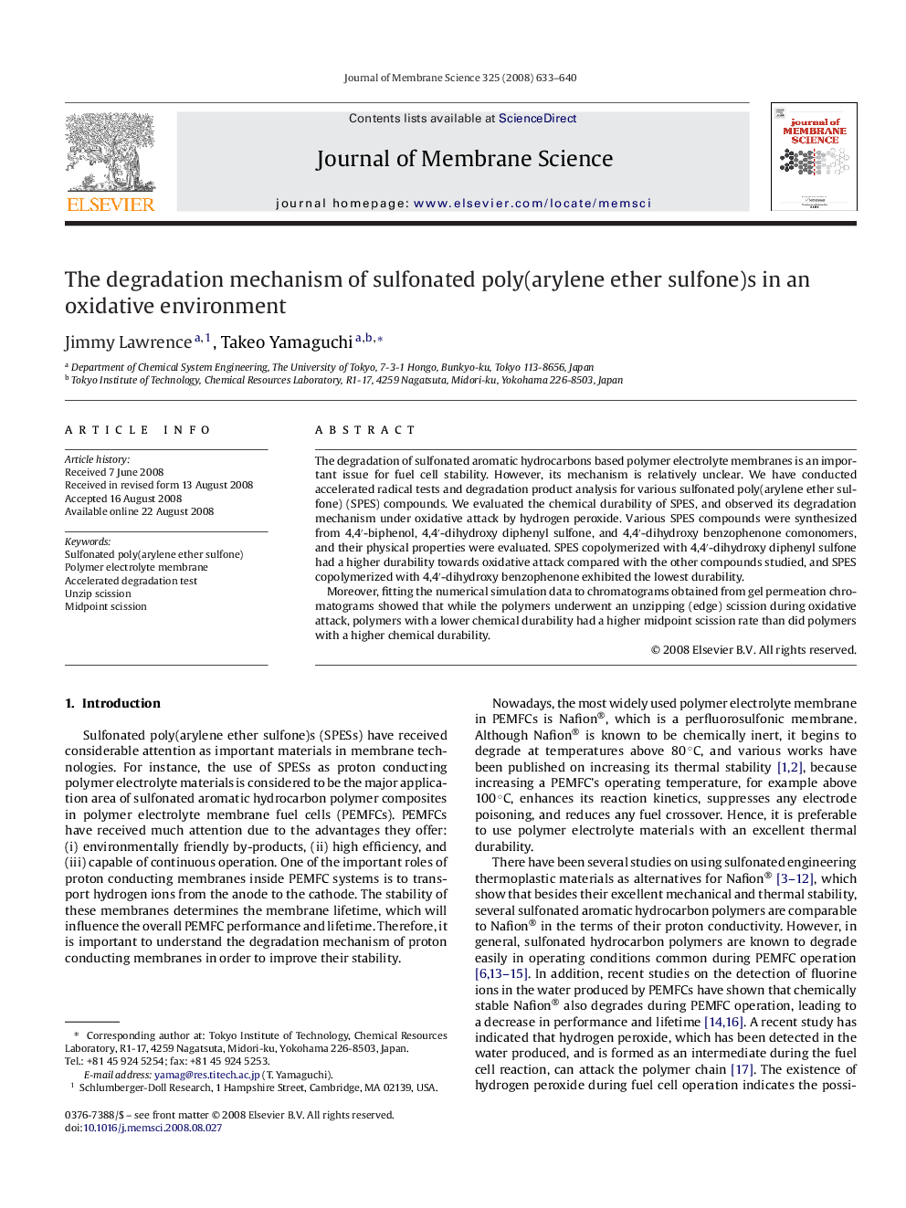 The degradation mechanism of sulfonated poly(arylene ether sulfone)s in an oxidative environment