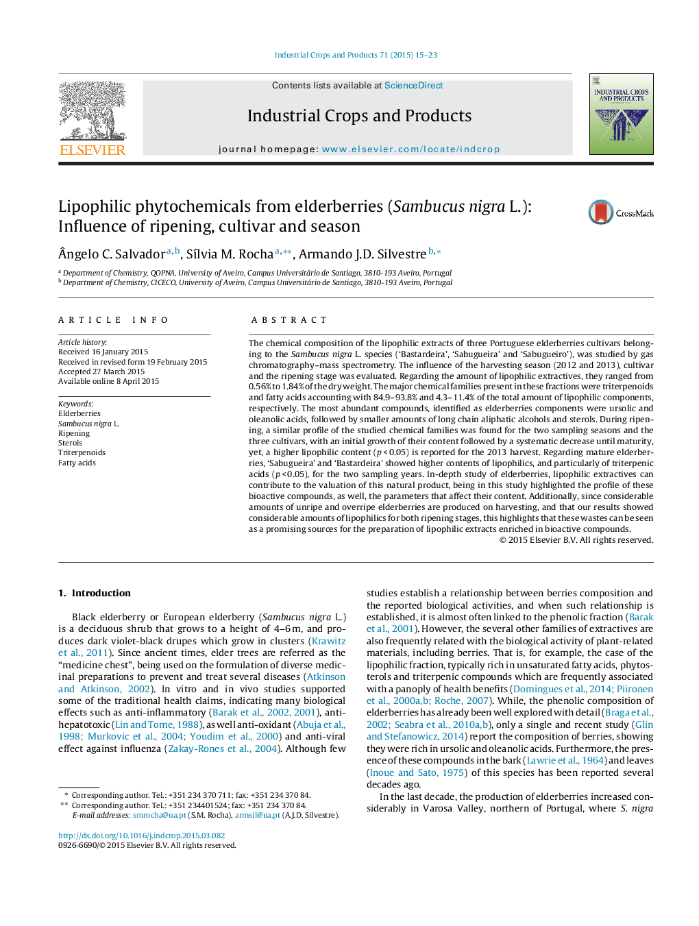 Lipophilic phytochemicals from elderberries (Sambucus nigra L.): Influence of ripening, cultivar and season