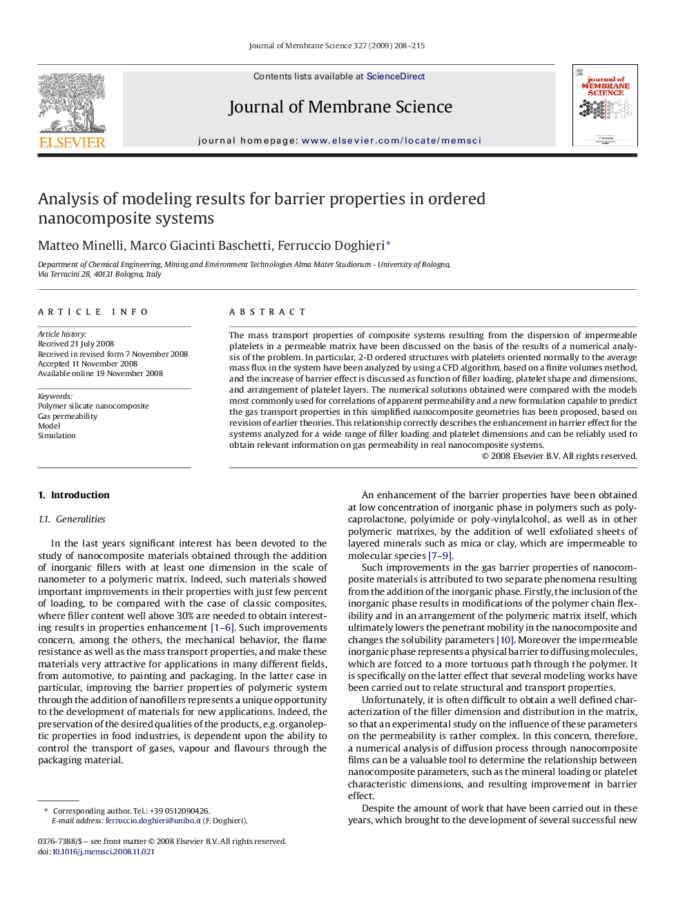 Analysis of modeling results for barrier properties in ordered nanocomposite systems