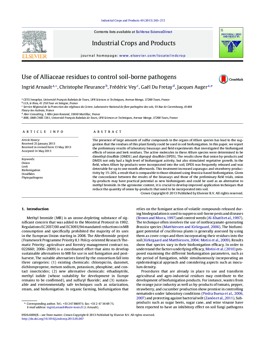 Use of Alliaceae residues to control soil-borne pathogens