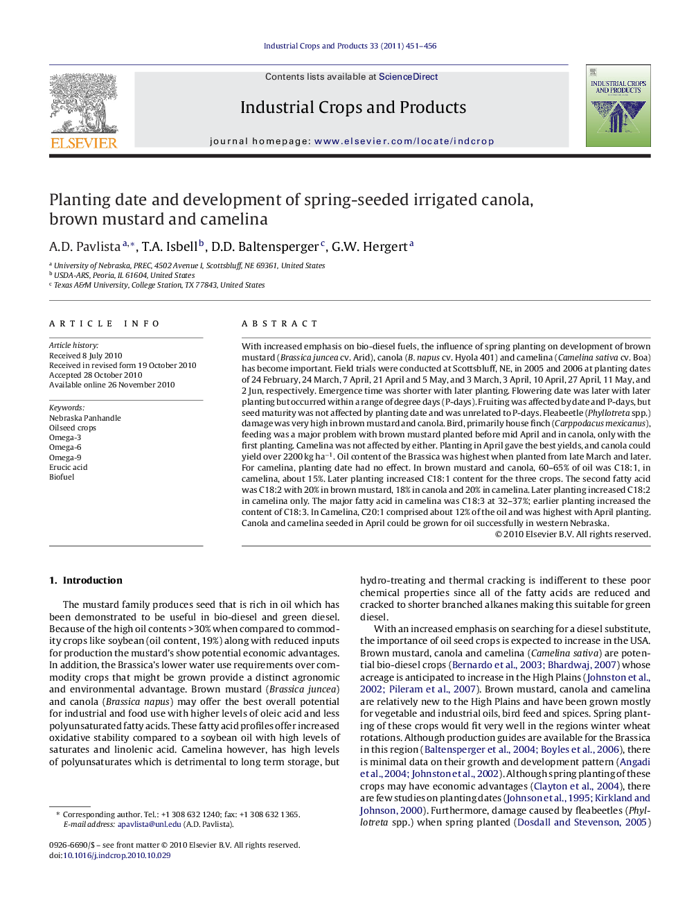 Planting date and development of spring-seeded irrigated canola, brown mustard and camelina