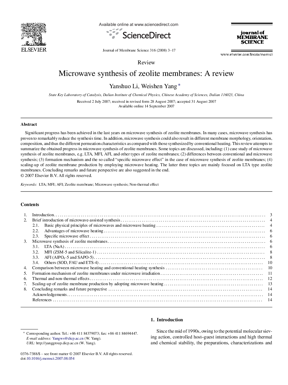 عکس صفحه اول مقاله: Microwave synthesis of zeolite membranes: A review Microwave synthesis of zeolite membranes: A review