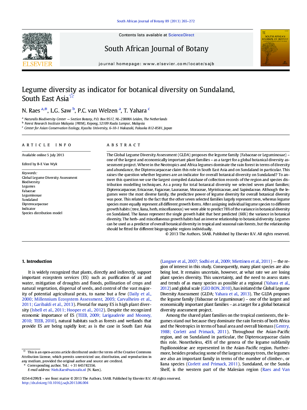 Legume diversity as indicator for botanical diversity on Sundaland, South East Asia