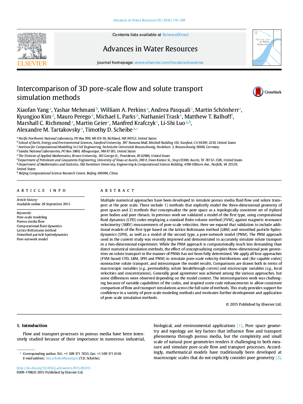 Intercomparison of 3D pore-scale flow and solute transport simulation methods