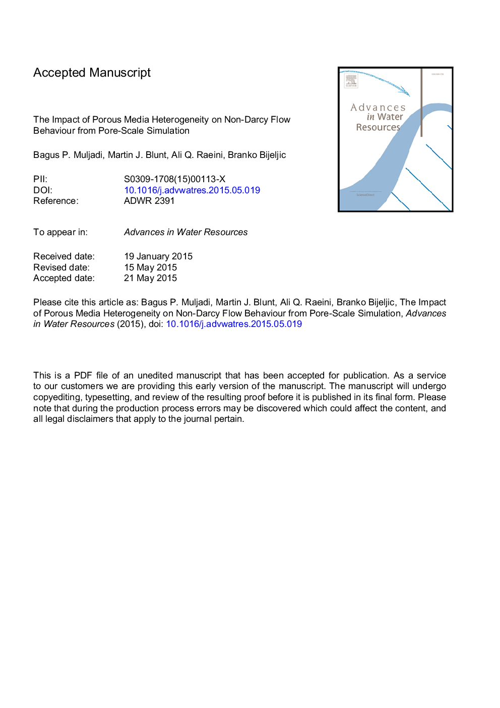 The impact of porous media heterogeneity on non-Darcy flow behaviour from pore-scale simulation