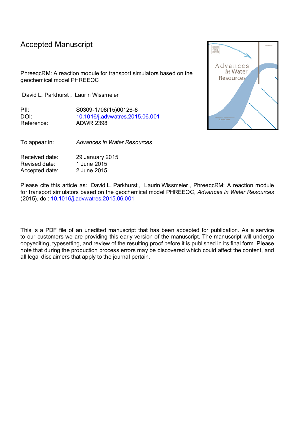 PhreeqcRM: A reaction module for transport simulators based on the geochemical model PHREEQC