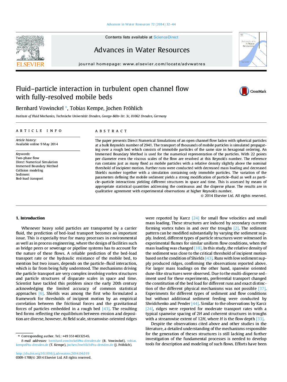 Fluid-particle interaction in turbulent open channel flow with fully-resolved mobile beds