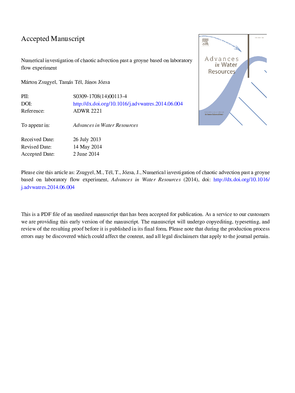 Numerical investigation of chaotic advection past a groyne based on laboratory flow experiment